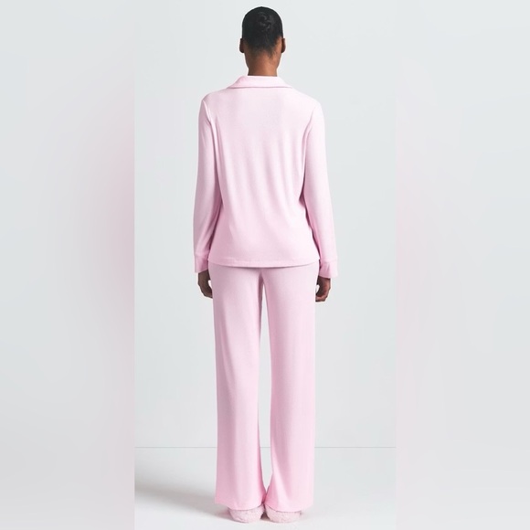 SKIMS NWT Sleep Long Sleeve Soft Pajama Set Pink Bloom Size XS - Picture 2 of 9